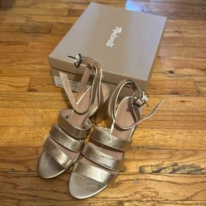 Madewell Metallic White Gold Triple Strap Sandals